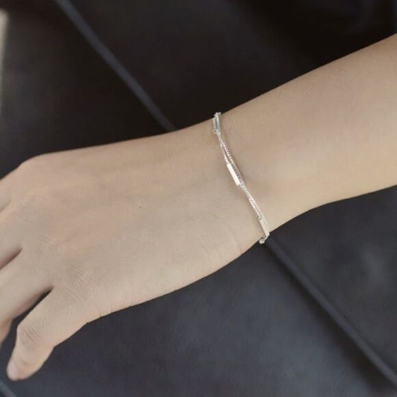 #18 ✨NEW 925 Sterling Silver Double Strand Dainty Bar Bracelet ‼️RESTOCKED ‼️ - Picture 6 of 11